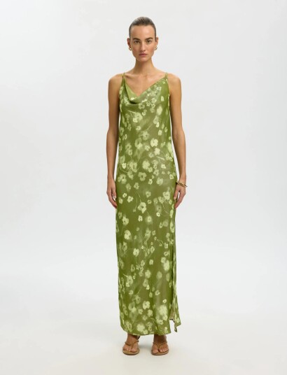 Selected Slfgiona Slim Ankle Strap Dress B   Khaki green   38