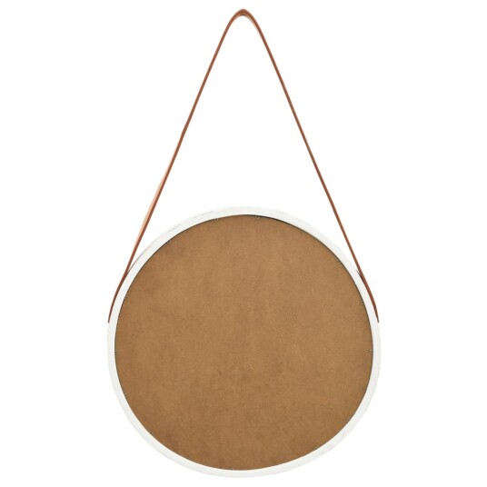 vidaXL Veggspeil med stropp 40 cm hvit