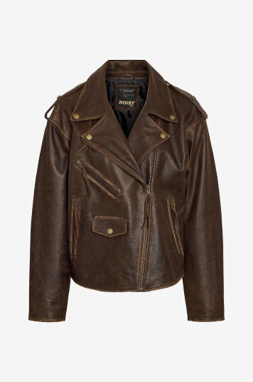 Noisy May   Skinn jakke nmJenny Loose Fit Leather   Natur
