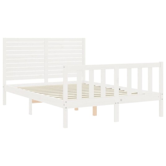 vidaXL Sengeramme med hodegavl hvit 4FT small double heltre