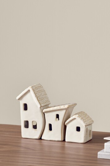 Jotex Dekorasjonshus 3pakning Naturlig hvit VILLAGE 2049171020