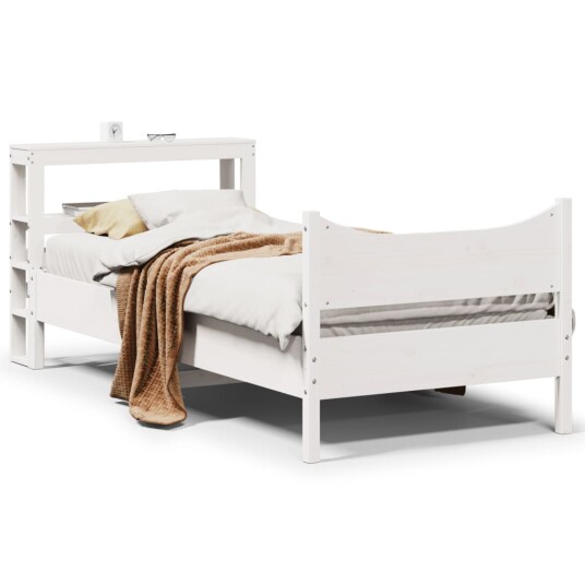 Sengeramme med hodegavl hvit 90x200 cm heltre furu 3306313