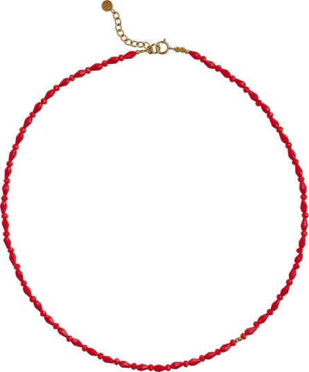 Stine A Jewelry Miss Paris Necklace Boheme Gullfarge Rød 415 mm