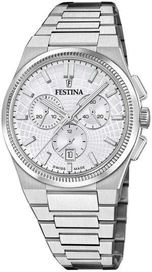 Festina Herreklokke F20059 1 Swiss Made Sølvfarget/Stål Ø42.5 mm