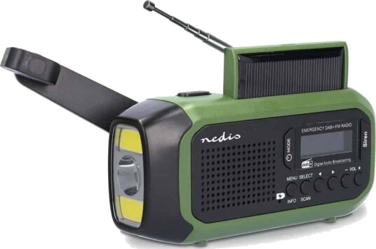 Nedis DAB+/FM Nødradio med Solcelle- og Dynamo Kraftgrønn Bærbar Radio Nedis DAB+/FM Nødradio med Solcelle- og Dynamo Kraftgrønn Bærbar Radio