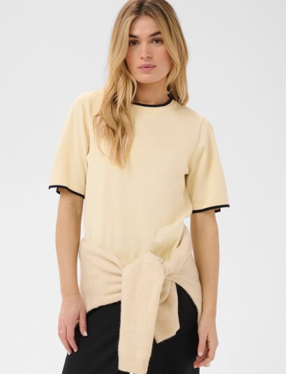 Saint Tropez Milasz Contrast Stripe Ss Pullover Cream XXL