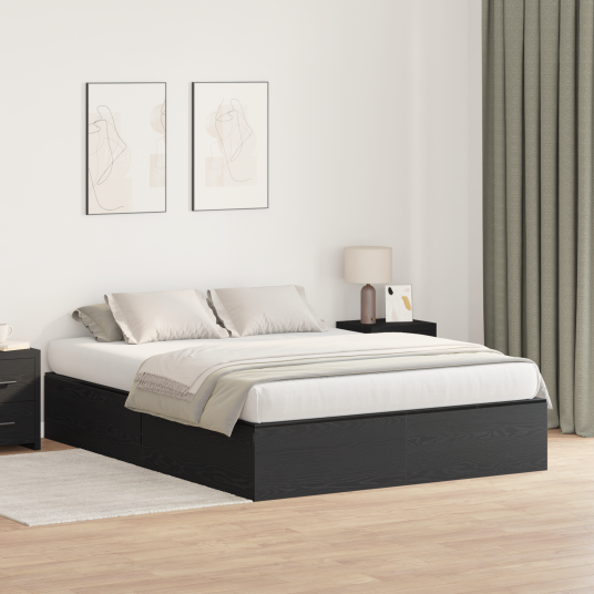  Oppbevarings Sengramme Svart Eik 140x190 cm 3335430
