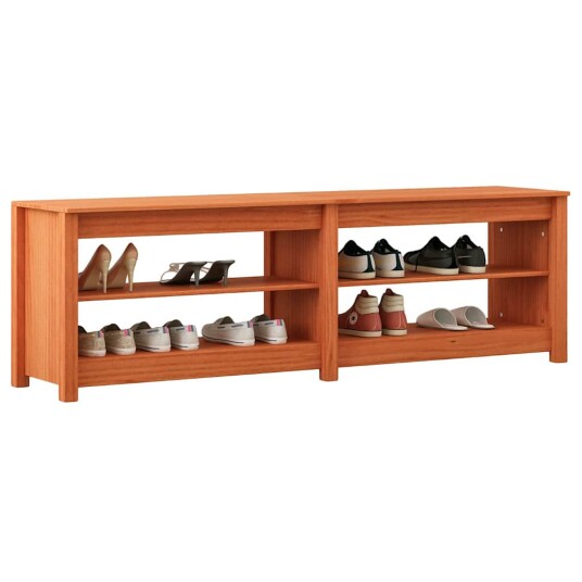 Skobenk med hylle Voksbrun 160 x 36,5 x 50 cm Heltre furu Skobenk med hylle Voksbrun 160 x 36,5 x 50 cm Heltre furu