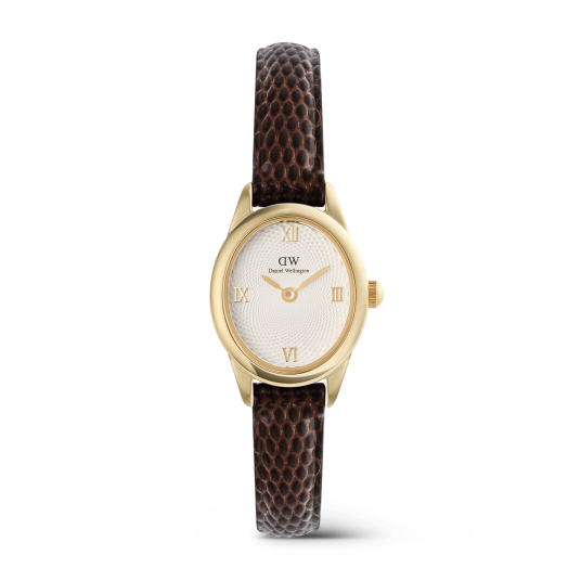Daniel Wellington DW Watch Ophelia Mini Dark Brown Lizard White Guilloché Gold 22x25.5mm Daniel Wellington DW Watch Ophelia Mini Dark Brown Lizard White Guilloché Gold 22x25.5mm