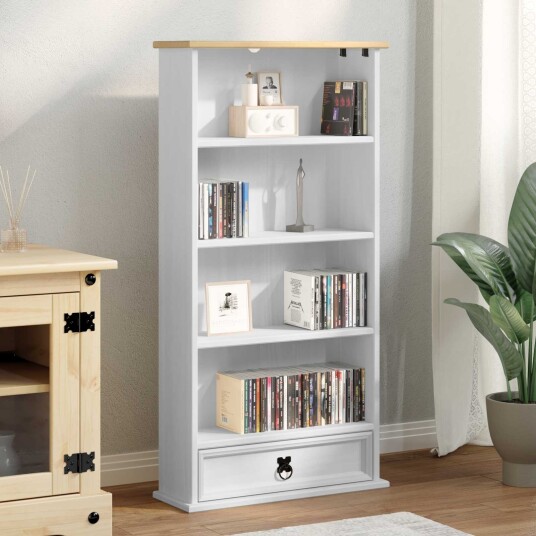 vidaXL CD skap Hvit 52 x 17.5 x 103 cm Massiv furu