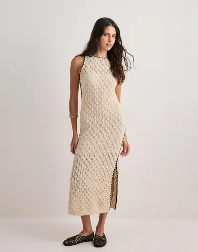 Vero Moda Beige Awevelyn Sl 7/8 Crochet Dress Noos