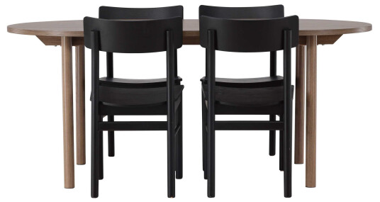 Venture Design Andy & Montros spisegruppe Svart/natur 4 stoler & bord 180 x 90 cm