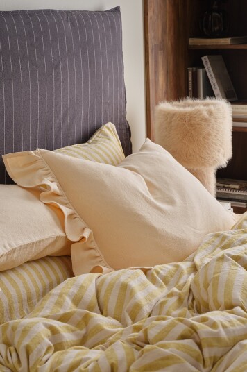 Ellos Home Putetrekk Elly Frill i resirkulert halvlinne Hvit Ellos Home Putetrekk Elly Frill i resirkulert halvlinne Hvit