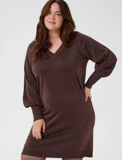 Kaffe Curve Kcregitta Knit Dress - Brown - M Kaffe Curve Kcregitta Knit Dress - Brown - M