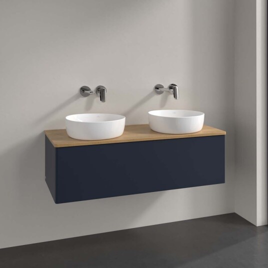 Villeroy & Boch Antao Servantskap med 1 skuff 120x50x36 cm u/lys Blå Matt/Eik