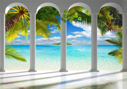 Fototapet Sea Behind Columns 400x280 - Finnes i flere størrelser