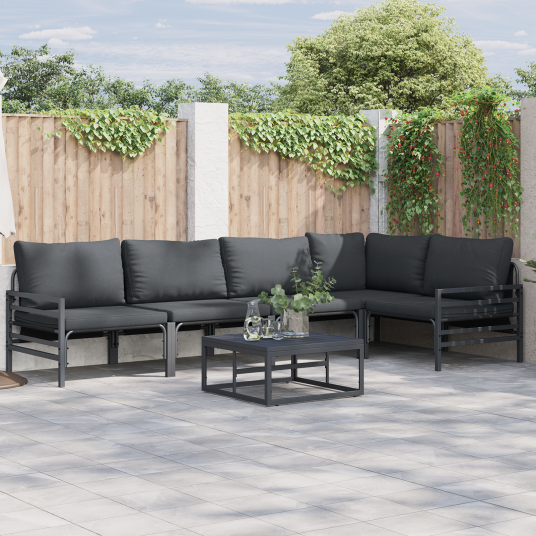  Hagesofa Set 6 pcs Antrasitt Stål