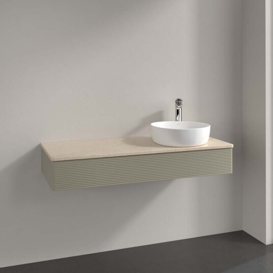 Villeroy & Boch  Antao Servantskap med 1 skuff 120x50x19 cm m/lys Steingrå/Crème