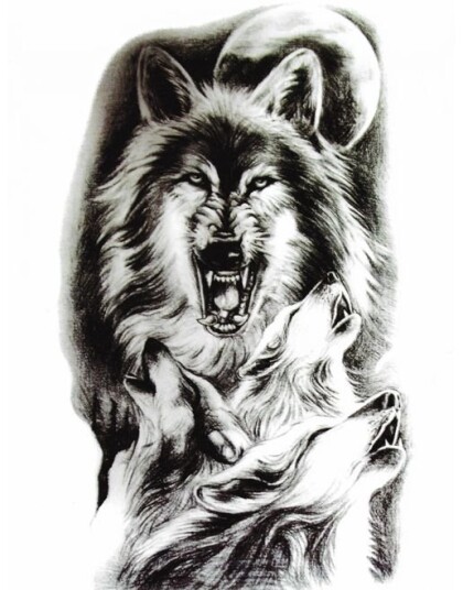 Howling Wolves Fake Tattoo