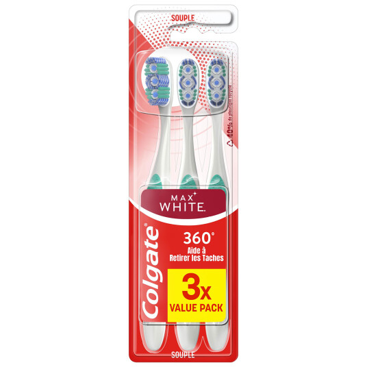 Colgate Tannbørster 3 stk. 360° Max White Medium