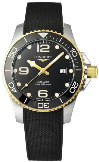 Longines Herreklokke L3.782.3.56.9 HydroConquest Sort/Gummi Ø43 mm
