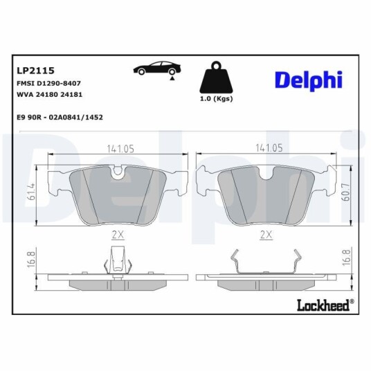 Bremseklosser DELPHI LP2115 Bremseklosser DELPHI LP2115