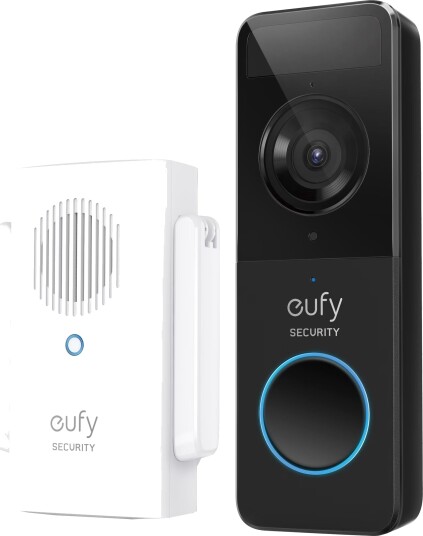 Eufy Slim 1080p Videodørklokke med Trådløs Tilkobling og Bevegelsesdetektering - Svart