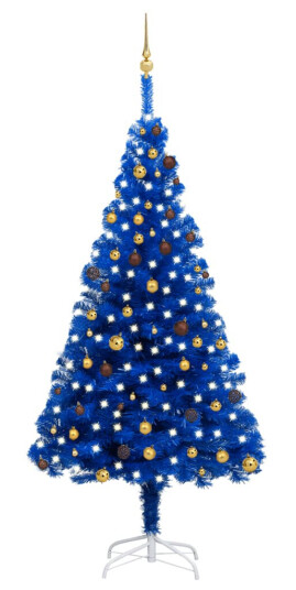 vidaXL Kunstig juletre med LED og kulesett i blå 240 cm PVC