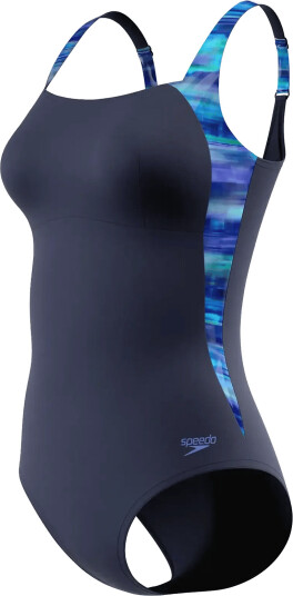 Speedo Print Luna Lustre Swimsuit   Blue   38