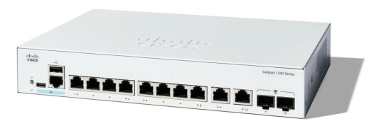 Cisco Catalyst 1200-8T-E-2G - Switch - Gigabit Ethernet - L3 - Smart - 8 X 10/100/1000 + 2 X Kombo Gigabit Sfp/Rj-45 - Stasjonær, Rackmonterbar