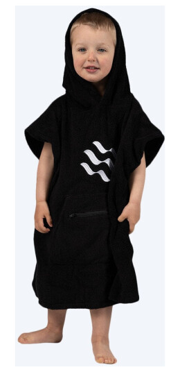 Watery badeponcho for barn 1-5 år - Bomull - Svart