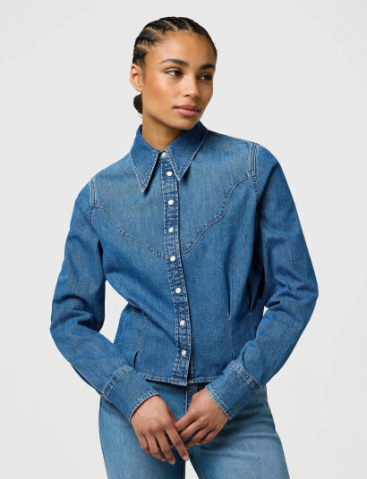 Wrangler Femme Peplum Shirt - Blue - XS Wrangler Femme Peplum Shirt - Blue - XS