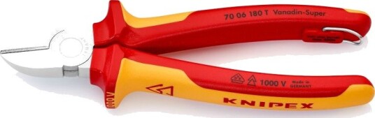 Knipex Avbitertang 70 06 180 T 4 mm, Stål, Plast, Oransje, Rød, 57 mm