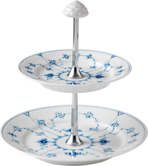 Royal Copenhagen Musselmalt Riflet etasjefat 2 etasjer Royal Copenhagen Musselmalt Riflet etasjefat 2 etasjer