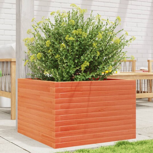  Plantekasse voksbrun 70x70x45,5 cm heltre furu