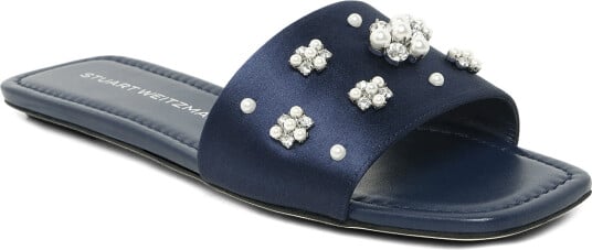 Stuart Weitzman Poppy Flat Slide Navy 38.5 Stuart Weitzman Poppy Flat Slide Navy 38.5