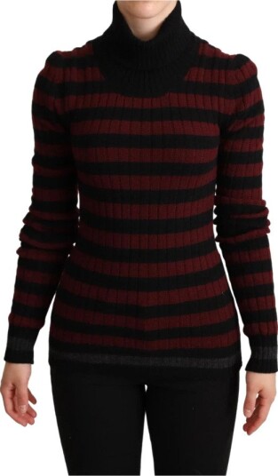 Dolce & Gabbana Black Red Striped Wool Pullover Sweater Rød XS