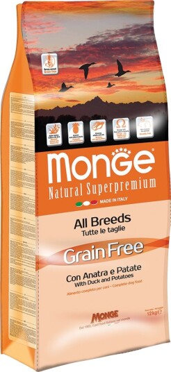 Monge Natural Superpremium Grain Free All Breeds Tørrfôr And & Potet 2x12kg Monge Natural Superpremium Grain Free All Breeds Tørrfôr And & Potet 2x12kg