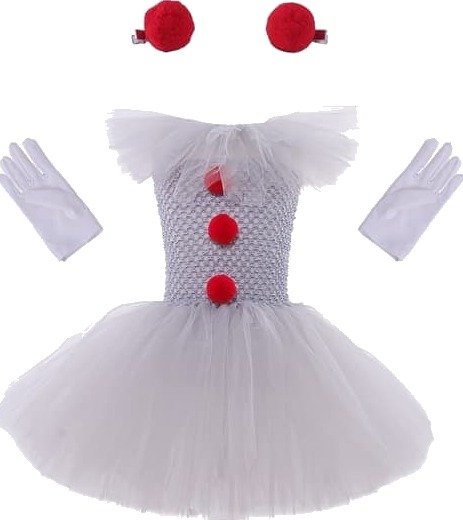 Halloween Klovnekostyme med Tutu-kjole til Jente 140 cm