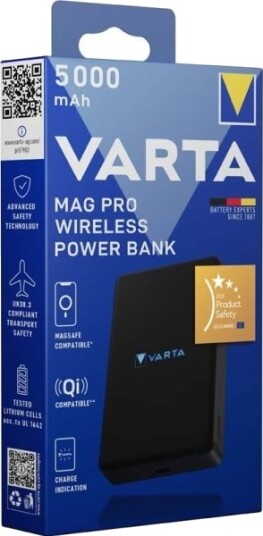 Varta Powerbank Wireless Mag Pro 5000mAh Varta Svart Varta Powerbank Wireless Mag Pro 5000mAh Varta Svart