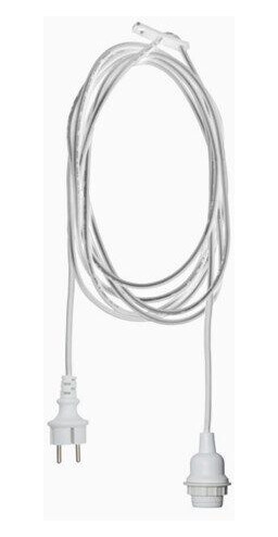 Globen Lighting Star Trading Oppheng E27 for utendørs bruk 5m IP44. Hvit. 418-35 1675718-01-0 1624122-01-0