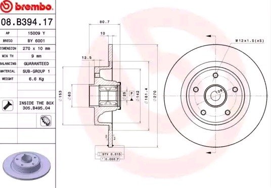 Bremseskive BREMBO 08.B394.17
