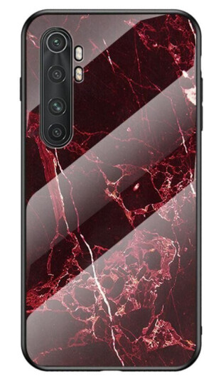 INCOVER Xiaomi Mi Note 10 Lite Deksel m. GlassBakside- Rød Marmor