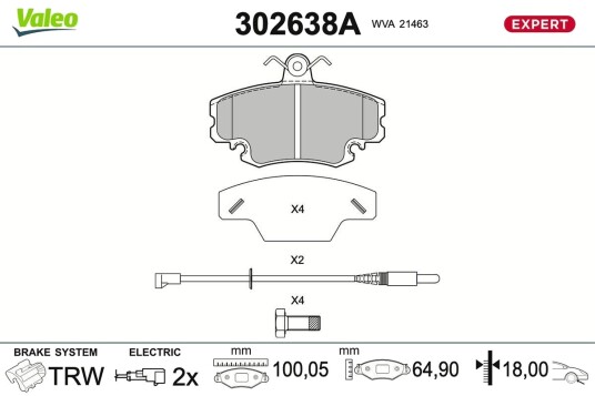 VALEO 302638A Bremseklosser