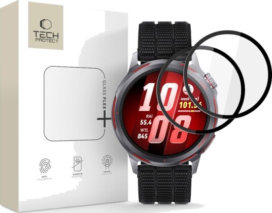 Tech-Protect Glass Flex+ 2-Pack Hybrid Glass for Huawei Watch GT Runner 2 Black