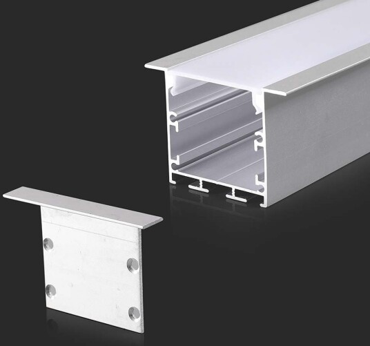2m hvit aluminiumsprofil for innfelling   2000x50x35mm inkl. deksel