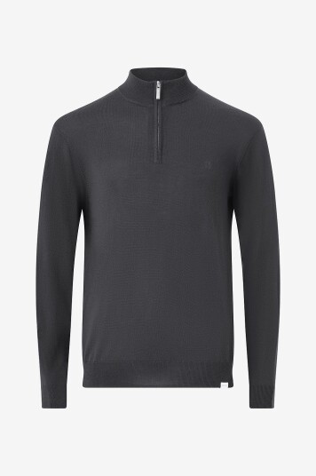 Les Deux Ulltrøye Greyson Half zip Merino Knit Grå