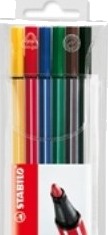 Stabilo Pen 68, 6 Farger, Blå, Grønn, Oransje, Rosa, Rød, Gult, Projektil Spiss, 1 Mm, Blå, Grønn, Oransje, Rosa, Rød, Gult, Sekskantet