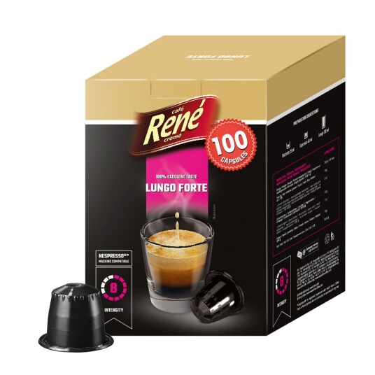 Nespresso Café René Big Pack Lungo Forte til Nespresso. 100 kapsler