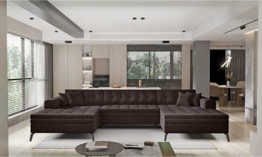 Hjørnesofa Eltap Vertizo 350x170x93 cm Nube 22 Mørk Brun Symmetrisk